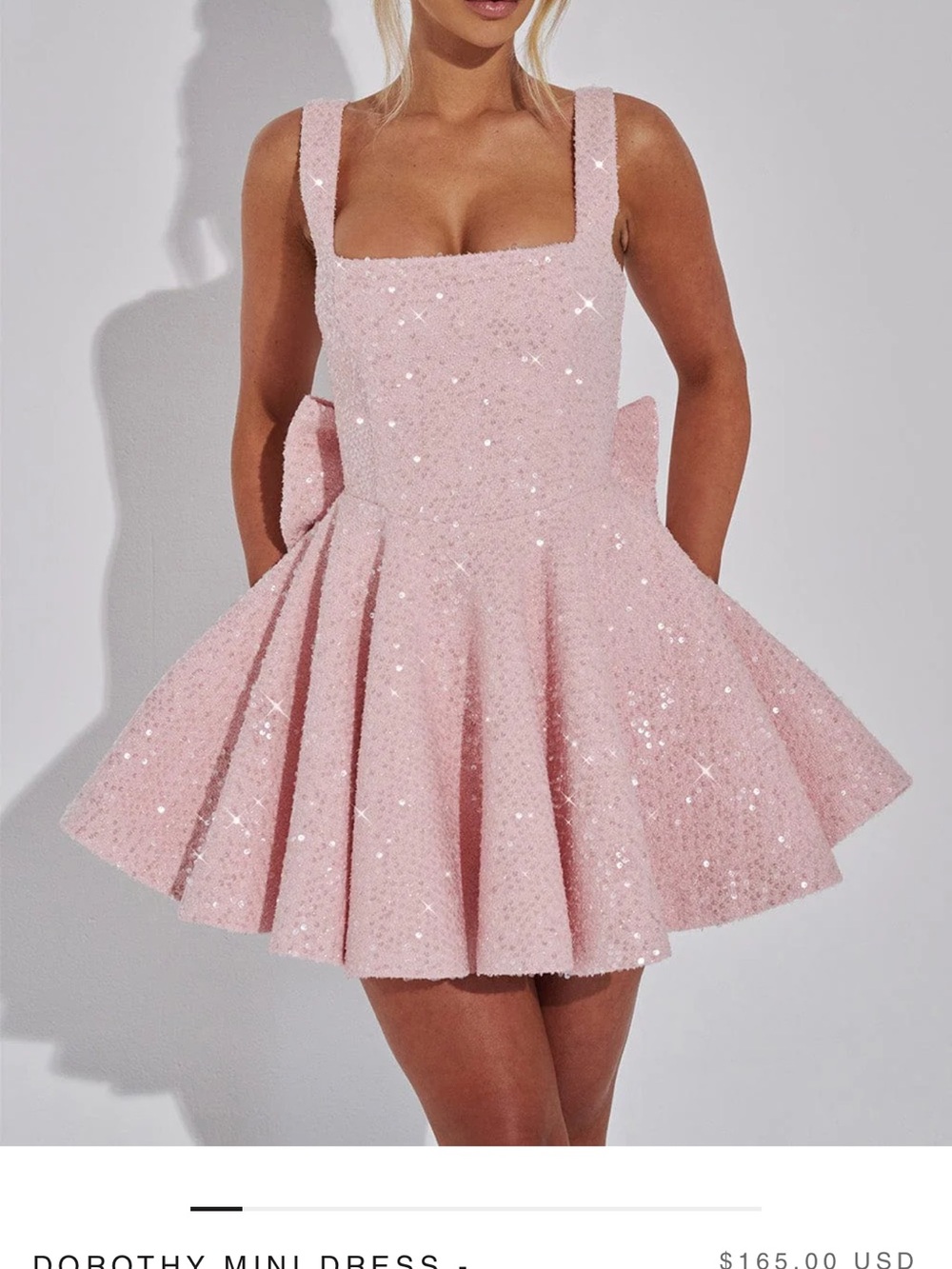 Sparkling Pink Sequin Square-Neck Mini Dress
